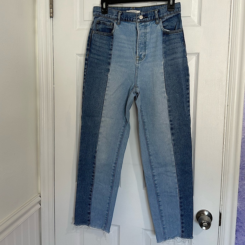 PACSUN two tone quilted crop jeans